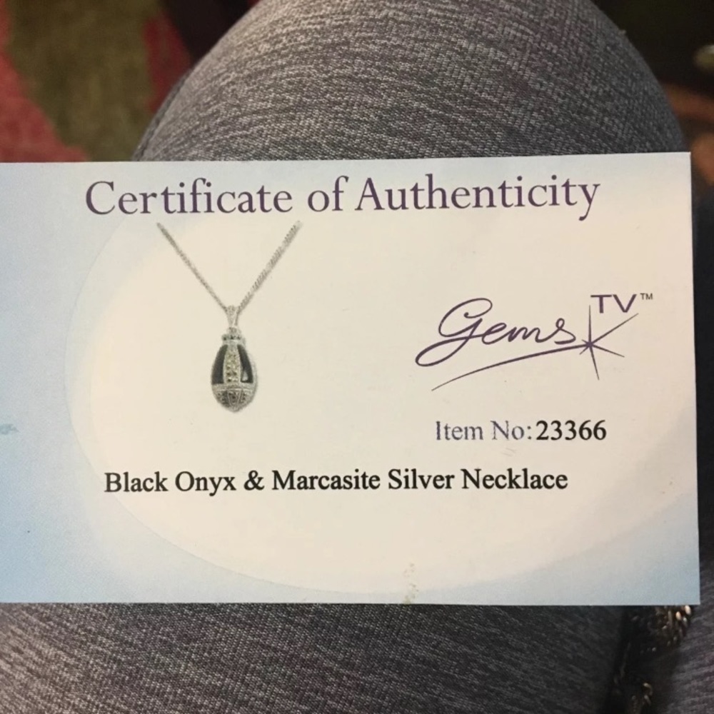 Black Onyx And Marcasite Silver Necklace - Picture 4 of 5